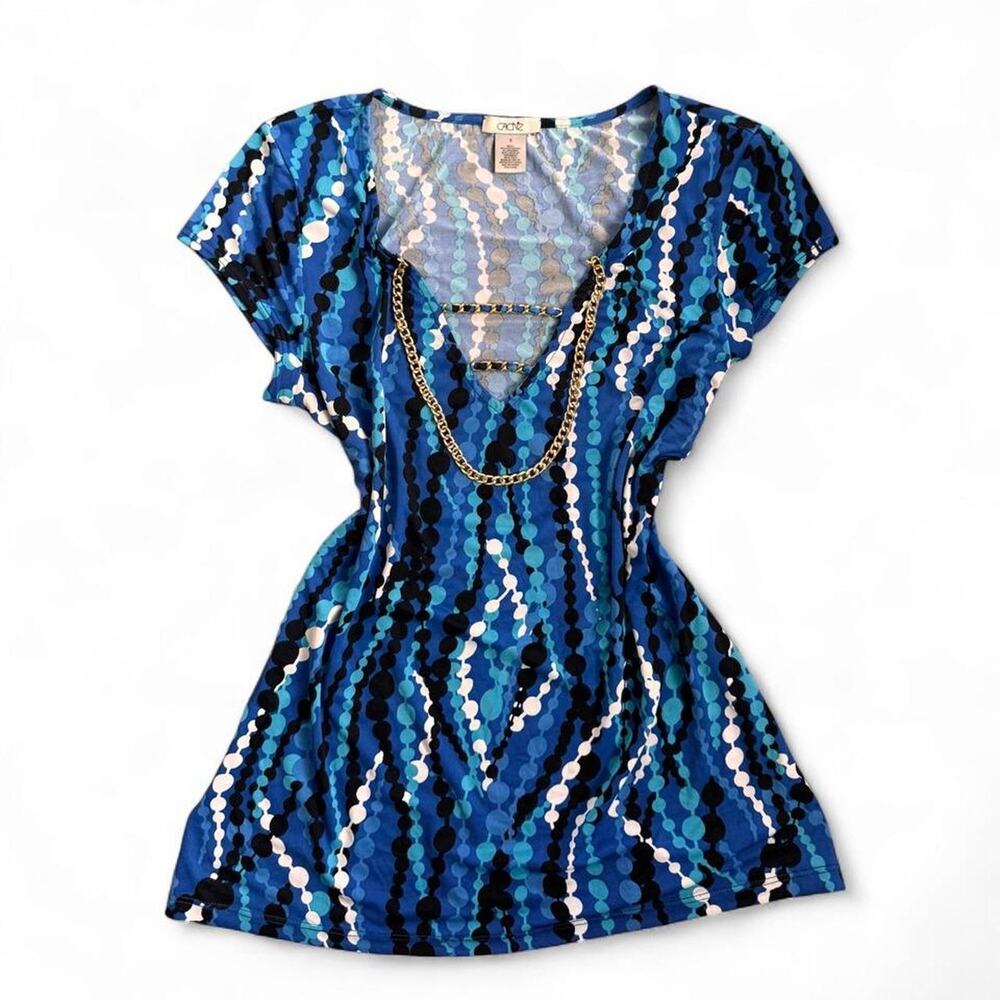 Y2k Cache Blue Patterned Chain Top